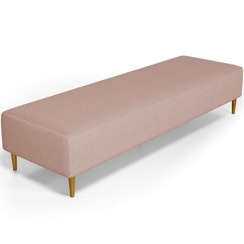 Puff Decorativo Bali W01 Pés Palito 210x60cm Linho Rosê - Lyam Decor