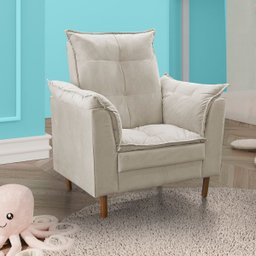 Poltrona de Amamentação Celine com Puff Suede Bege Claro - 3