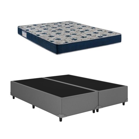 Cama Base Box Casal Bipartido Cinza Colchão Iso 60 D28 - Ortobom