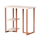 Ver imagem 7 de Mesa Escrivaninha Mali 76cm P/ Computador Notebook C/ Prateleiras Estilo Industrial: Off White/cobre