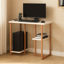 Ver imagem 5 de Mesa Escrivaninha Mali 76cm P/ Computador Notebook C/ Prateleiras Estilo Industrial: Off White/cobre