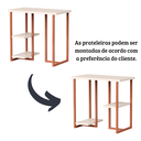 Ver imagem 3 de Mesa Escrivaninha Mali 76cm P/ Computador Notebook C/ Prateleiras Estilo Industrial: Off White/cobre