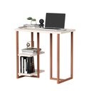 Ver imagem 6 de Mesa Escrivaninha Mali 76cm P/ Computador Notebook C/ Prateleiras Estilo Industrial: Off White/cobre