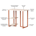 Ver imagem 2 de Mesa Escrivaninha Mali 76cm P/ Computador Notebook C/ Prateleiras Estilo Industrial: Off White/cobre