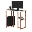 Ver imagem 7 de Mesa Escrivaninha Mali 76cm P/ Computador Notebook C/ Prateleiras Estilo Industrial: Off White/cobre