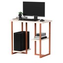 Ver mais imagens de Mesa Escrivaninha Mali 76cm P/ Computador Notebook C/ Prateleiras Estilo Industrial: Off White/cobre