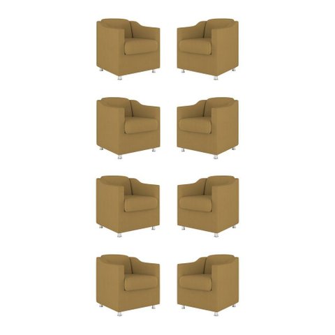Kit 08 Poltronas Tilla Consultório Recepção Sala Suede Cor:capuccino