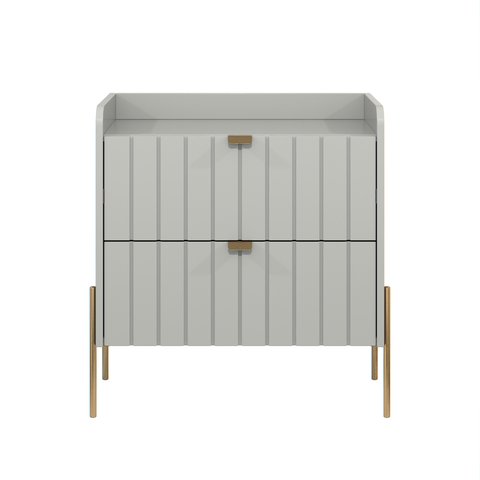 Mesa de Cabeceira Offwhite com Gaveta Pes e Puxadores em Ferro Dourado Moriah 60cm