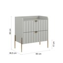 Ver imagem 7 de Mesa de Cabeceira Offwhite com Gaveta Pes e Puxadores em Ferro Dourado Moriah 60cm