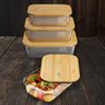 Kit 4 Potes Vidro Tampa Bambu Mini Tábua 2em1 Berlinger Haus Utensílios Cozinha Organização - 4