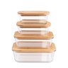 Kit 4 Potes Vidro Tampa Bambu Mini Tábua 2em1 Berlinger Haus Utensílios Cozinha Organização - 1