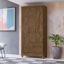Ver imagem 7 de Guarda Roupa Solteiro Lima 3 Portas 182x82 Cm Castanho Wood Moval