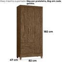 Ver imagem 3 de Guarda Roupa Solteiro Lima 3 Portas 182x82 Cm Castanho Wood Moval