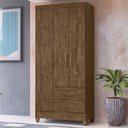 Ver imagem 2 de Guarda Roupa Solteiro Lima 3 Portas 182x82 Cm Castanho Wood Moval