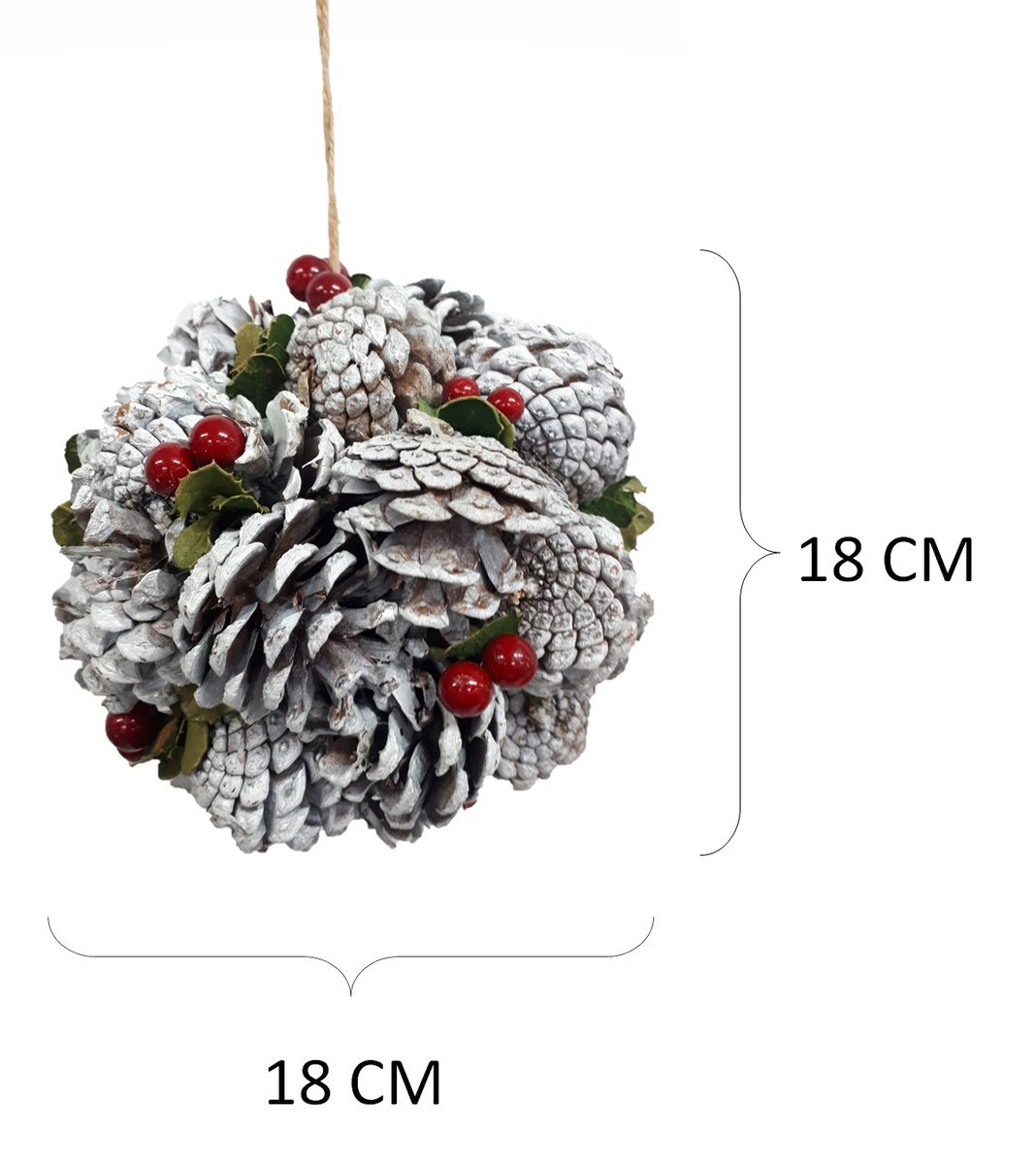 Enfeite de Natal de Bola com Pinhas 18cm Wincy Ref.99030 - 4