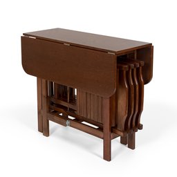 Conjunto Dobrável Prático Mesa 4 Cadeiras Soft Imbuia Bar Cozinha - 1