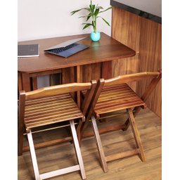 Conjunto Dobrável Prático Mesa 4 Cadeiras Soft Imbuia Bar Cozinha - 7