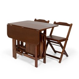 Conjunto Dobrável Prático Mesa 4 Cadeiras Soft Imbuia Bar Cozinha - 3