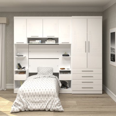 Guarda Roupa Dormitório Modulado Alpes Solteiro - Roupeiro Luciane M02:Branco