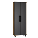 Ver imagem 3 de Armário Organizador Multiuso com 2 Portas e Rodízios Preto com Prateleiras Internas