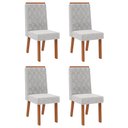Ver imagem 1 de Conjunto com 4 Cadeiras Estofadas para Mesa de Jantar Sara MDF Freijó Linho Neblina DJ Móveis