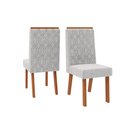 Ver imagem 3 de Conjunto com 4 Cadeiras Estofadas para Mesa de Jantar Sara MDF Freijó Linho Neblina DJ Móveis