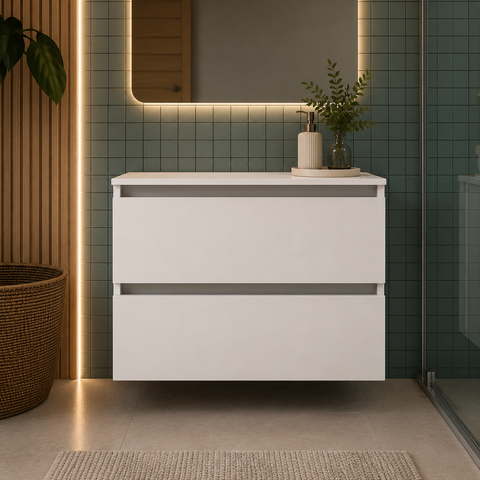 Gabinete Suspenso para Banheiro sem Cuba 2 Gavetas 60cm Branco - Tecno Mobili