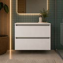 Ver imagem 1 de Gabinete Suspenso para Banheiro sem Cuba 2 Gavetas 60cm Branco - Tecno Mobili