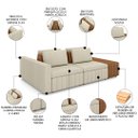 Ver imagem 3 de Sofá Ilha e Puff Sala Living 265cm Siesta M22 Linho Cru/marrom - Mpozenato