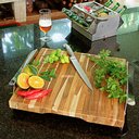 Ver imagem 5 de Tábua Elevada Bancada Madeira Teca-Alças e Pé em Inox-44x44Cm