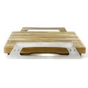 Ver imagem 3 de Tábua Elevada Bancada Madeira Teca-Alças e Pé em Inox-44x44Cm