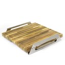 Ver imagem 2 de Tábua Elevada Bancada Madeira Teca-Alças e Pé em Inox-44x44Cm