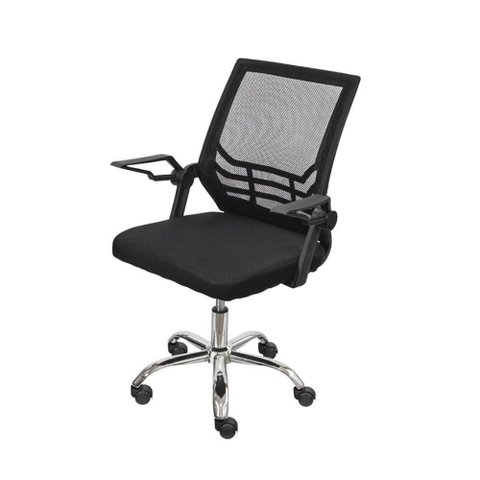 Cadeira Escritório Diretor Meguro Or Design Encosto Tela Mesh Base Giratória com Rodízios Preta