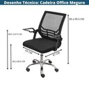 Ver imagem 4 de Cadeira Escritório Diretor Meguro Or Design Encosto Tela Mesh Base Giratória com Rodízios Preta