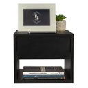 Ver imagem 3 de Kit 2 Mesas de Cabeceira Criado Preto 30cm Estilo Suspensa com Gaveta Superior e Nicho para Quarto