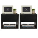 Ver imagem 1 de Kit 2 Mesas de Cabeceira Criado Preto 30cm Estilo Suspensa com Gaveta Superior e Nicho para Quarto