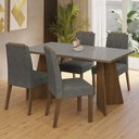 Ver imagem 1 de Conjunto Sala de Jantar Mesa Tampo de Vidro 4 Cadeiras Rustic/cinza/silver Porto Madesa