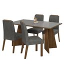 Ver imagem 2 de Conjunto Sala de Jantar Mesa Tampo de Vidro 4 Cadeiras Rustic/cinza/silver Porto Madesa