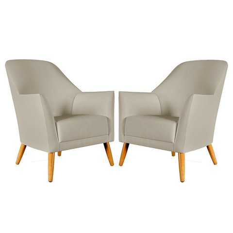 Kit 2 Poltronas Orion Courino Bege Aradecor