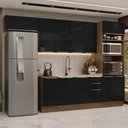 Ver imagem 1 de Armário de Cozinha Completa 310cm Rustic/preto Lux Madesa 01
