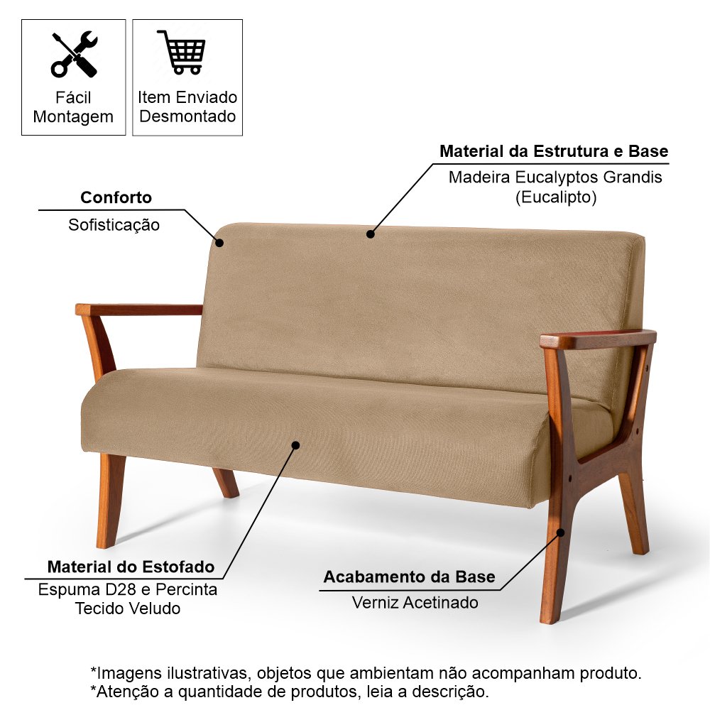 Conjunto de Poltronas Estofadas em Madeira Maciça Cléo Bege – Straub Web - 6