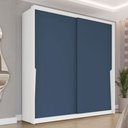 Ver imagem 1 de Guarda-roupa Casal Porto 2 Portas 2 Gavetas Branco/azul - Politorno