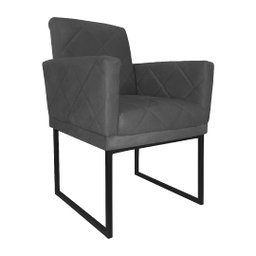 Kit 02 Poltronas Klara Base Ferro Preto Suede - Estopar Kit Klara Base Preta Suede Cinza - 4