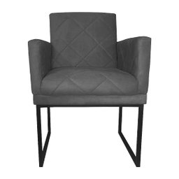 Kit 02 Poltronas Klara Base Ferro Preto Suede - Estopar Kit Klara Base Preta Suede Cinza - 3