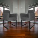 Ver imagem 2 de Kit 02 Poltronas Klara Base Ferro Preto Suede - Estopar Kit Klara Base Preta Suede Cinza