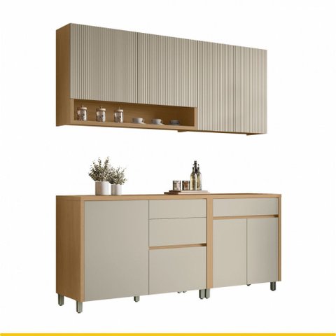 Cozinha 4 Peças 7 Portas 4 Gavetas Nesher Luna 350 Cm 100 Mdf
