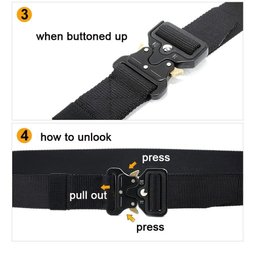 Cinto Masculino Militar Engate rápido - Ajustável em Poliester Cor Preto 3,8cm - 3