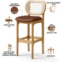 Ver imagem 4 de Kit 03 Banquetas Altas Para Cozinha Bancada Sala Tela Betta Fixa L02 Couríssimo Marrom - Lyam Lyam D
