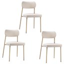 Ver imagem 1 de Kit 3 Cadeiras para Sala de Jantar Tecido Linho Design Aço Carbono Lavinia Bege/Areia/Champagne