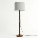 Ver imagem 1 de Luminária de Chão Imperial Base Madeira Detalhe Cobre 160cm Bivolt - Gelo
